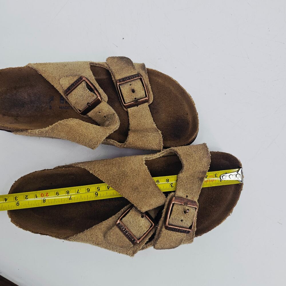 Birkenstock Arizona Soft Footbed Slide Suede Leather Sandal Taupe Women's 9 - Picture 8 of 9